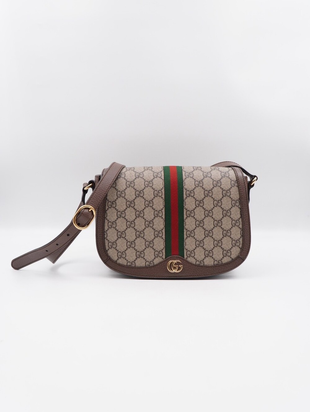 CK07 💕 Gucci GG Supreme Monogram Web Small Ophidia Flap Messenger Bag